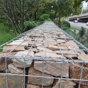 Welded gabion cage and stone gabion fence