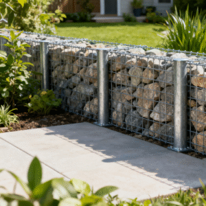 gabion seating, gabion low wall