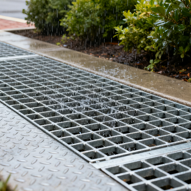 raindrain galvanised steel grating anti slip